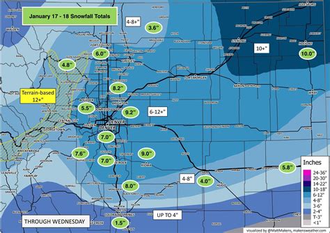 denver colorado snowfall totals|snow accumulation in denver today.